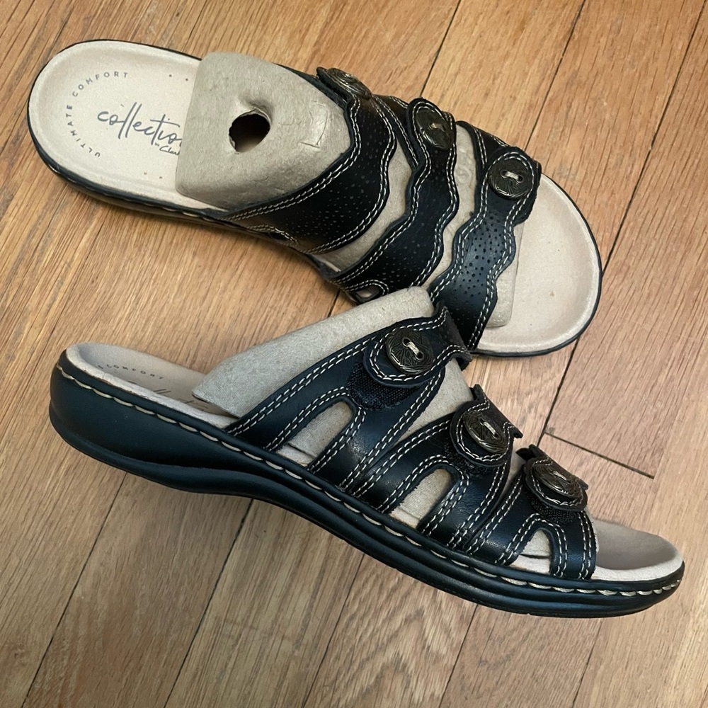 Black Leather Women's Sandals